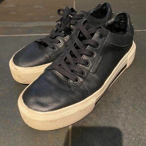 Black chunky sneakers with silver hardware